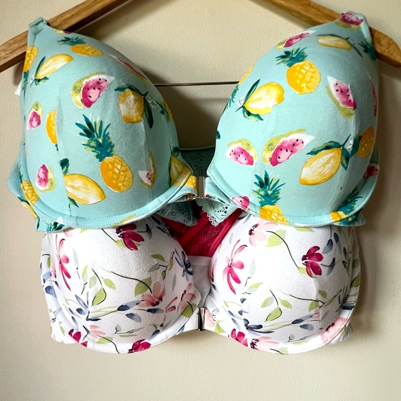 Cacique Front-Close Cotton Boost Plunge Racerback Bras (2) Size 44D - Picture 1 of 11